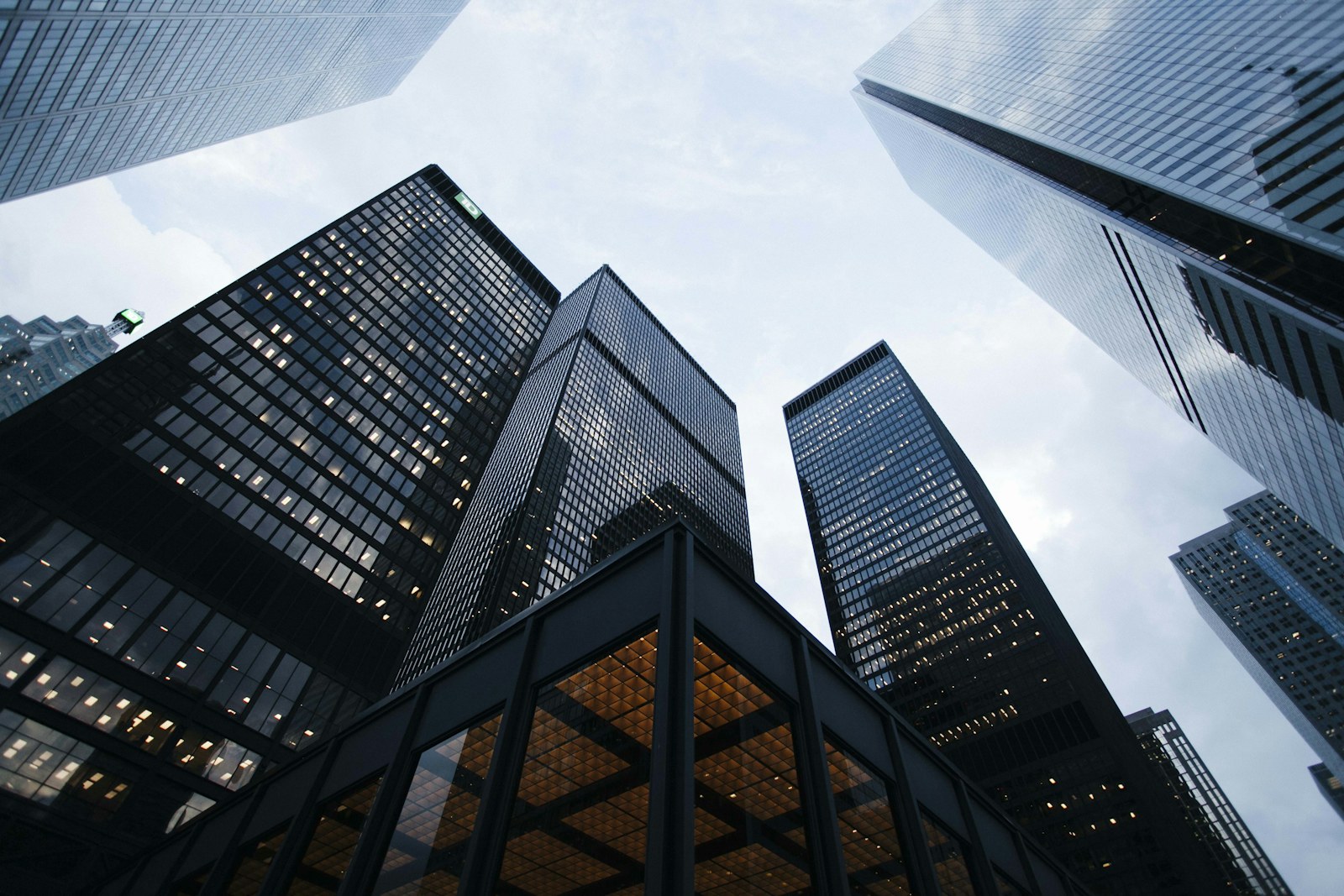 Glass towers at blue hour